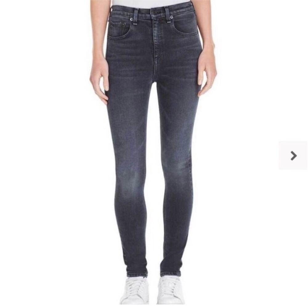 Rag & Bone High Rise Skinny Jeans Wallflower faded black Grey SIZE 28